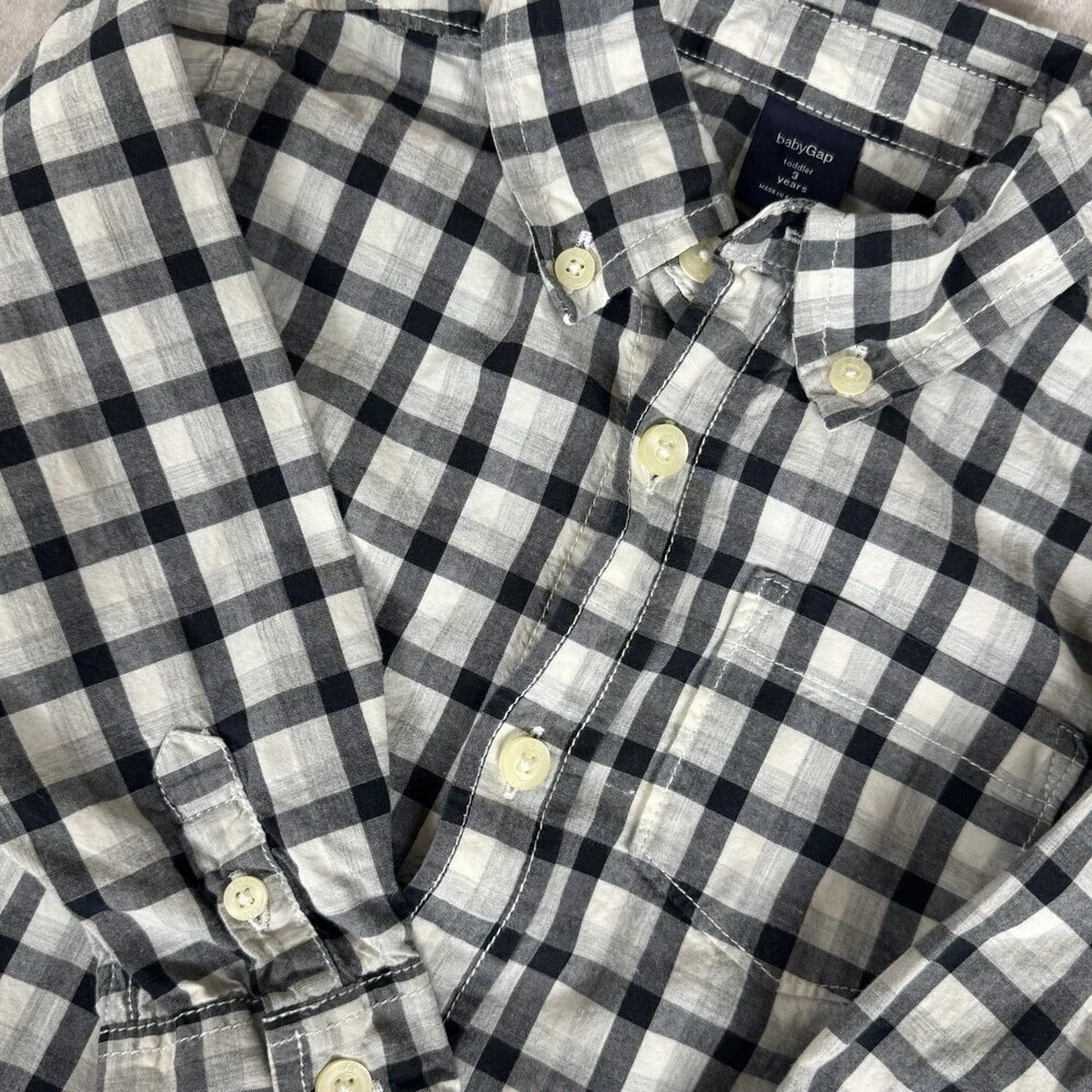 VTG 2002 BABY GAP BOYS Brannan Bear Woven Button-Up Shirt & Plaid Shirt‎ (2) 3T